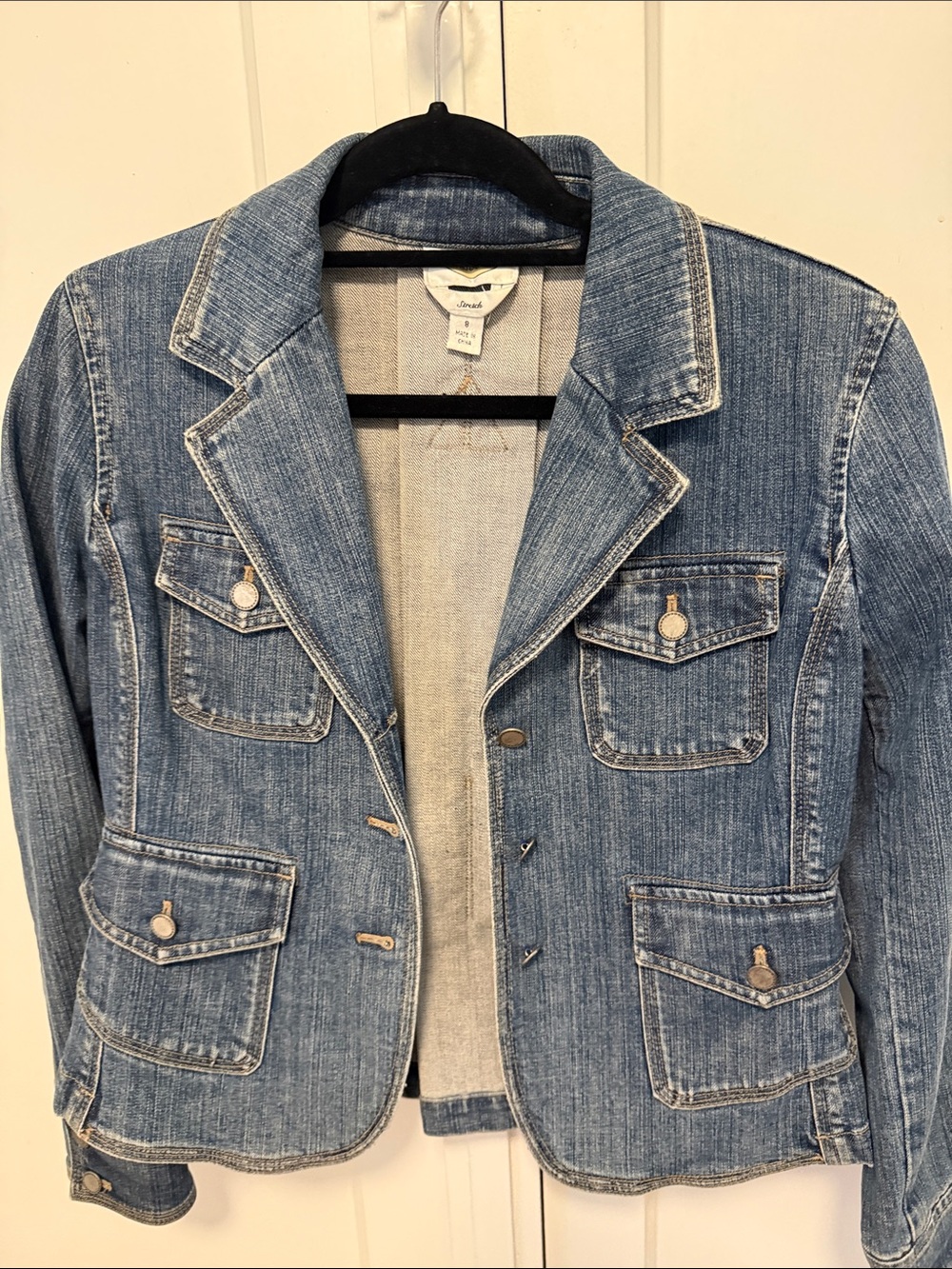 Talbots Denim Blazer Jacket - Light Blue
